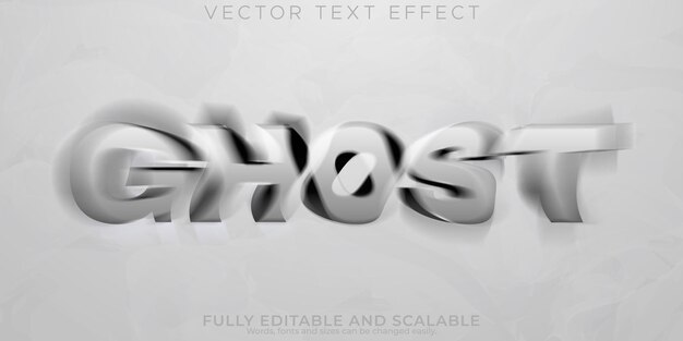 Efecto de texto fantasma estilo de texto de dibujos animados y horror editable