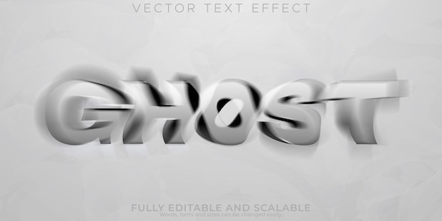 Efecto de texto fantasma estilo de texto de dibujos animados y horror editable