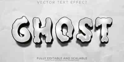 Vector gratuito efecto de texto fantasma estilo de texto de dibujos animados y horror editable