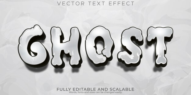 Efecto de texto fantasma estilo de texto de dibujos animados y horror editable