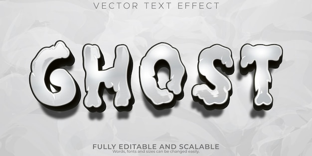 Efecto de texto fantasma estilo de texto de dibujos animados y horror editable