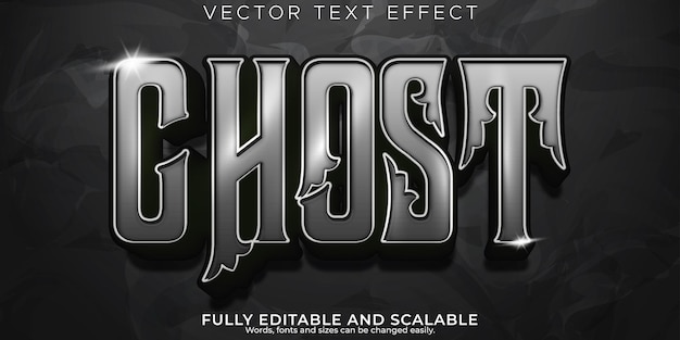 Efecto de texto fantasma retro horror editable y estilo de texto aterrador