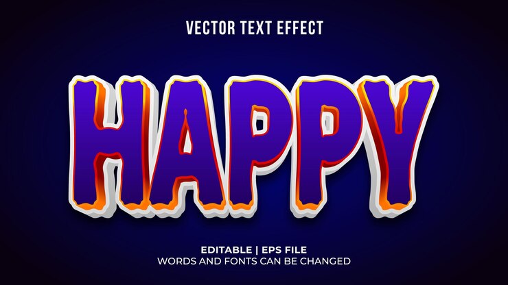 Vector gratuito efecto de texto feliz en estilo 3d editable