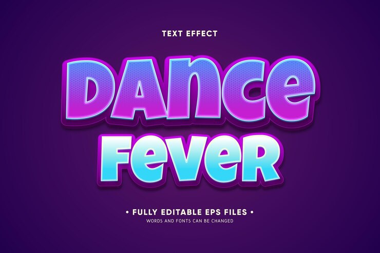 Vector gratuito efecto de texto de fiebre de baile