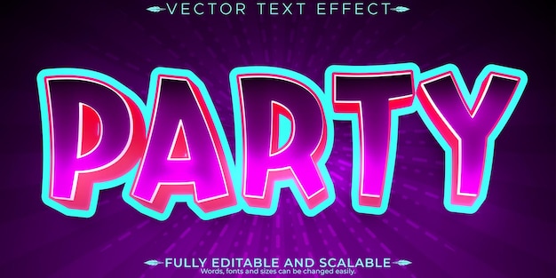 Vector gratuito efecto de texto de fiesta música editable y estilo de fuente personalizable de discoteca