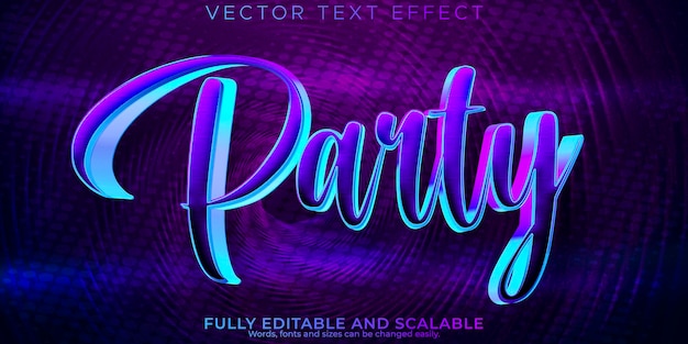 Efecto de texto de fiesta de música estilo de texto de discoteca editable