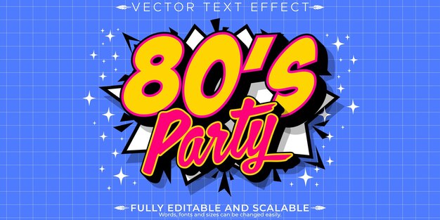 Efecto de texto de fiesta de música vintage retro estilo de texto editable de los años 70 y 80