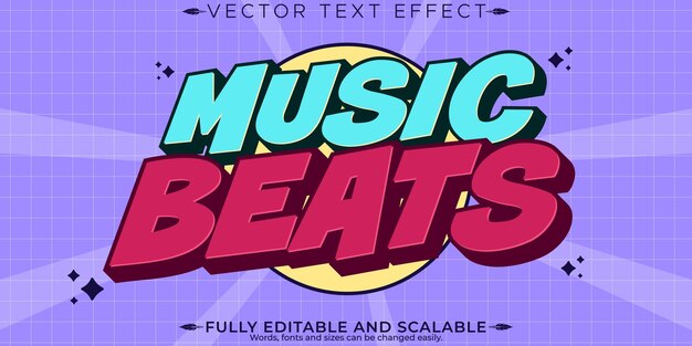 Efecto de texto de fiesta de música vintage retro estilo de texto editable de los años 70 y 80