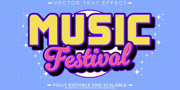Efecto de texto de fiesta de música vintage retro estilo de texto editable de los años 70 y 80