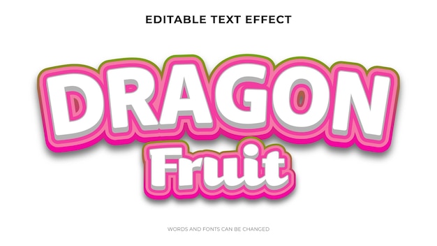 Vector gratuito efecto de texto de fruta de dragón editable