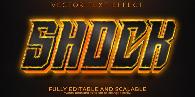 Efecto de texto de fuego de choque, estilo de texto eléctrico y energético editable