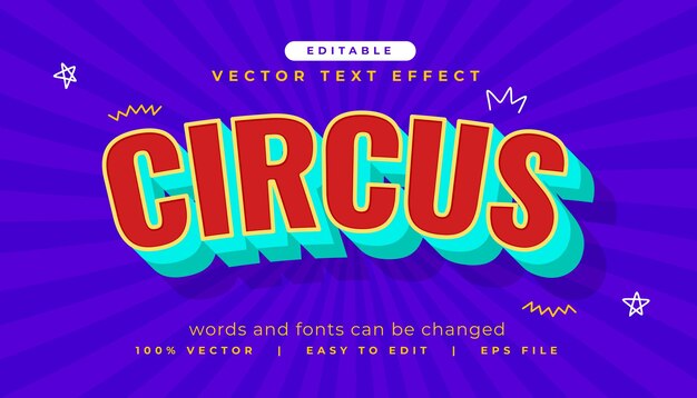 Efecto de texto de fuente de circo de estilo 3D para diversión y alegría