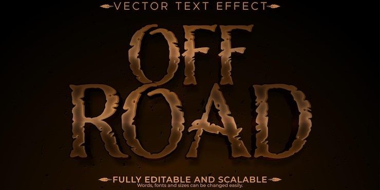 Vector gratuito efecto de texto fuera de carretera rally editable y estilo de texto 4x4