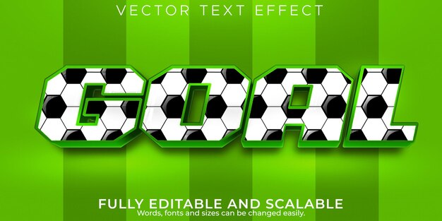 Efecto de texto de fútbol de gol, fútbol editable y estilo de texto de estadio