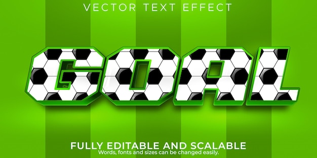 Efecto de texto de fútbol de gol, fútbol editable y estilo de texto de estadio