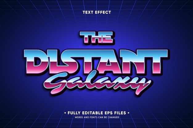 Vector gratuito el efecto de texto de galaxia distante