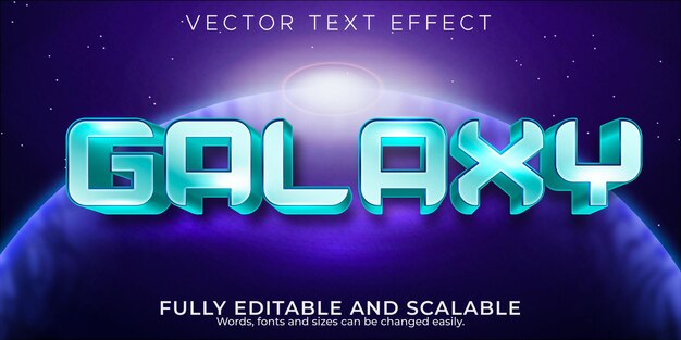 Efecto de texto Galaxy editable estilo de texto retro y vintage