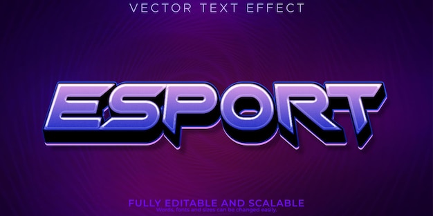 Efecto de texto gamer esport flujo editable y estilo de fuente de neón
