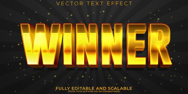 Efecto de texto ganador estilo de texto de casino y vegas editable