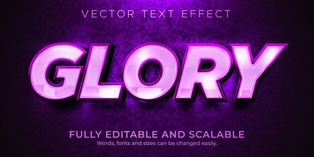 Efecto de texto de gloria, estilo de texto brillante y elegante editable