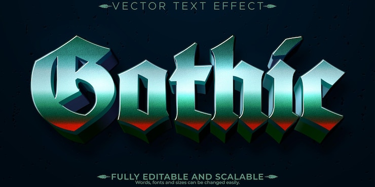 Vector gratuito efecto de texto gótico editable estilo de fuente personalizable oscuro y misterioso