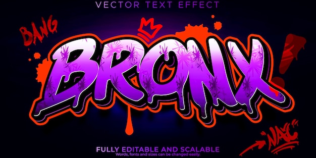 Efecto de texto de graffiti aerosol editable y estilo de texto de calle Vector Premium 