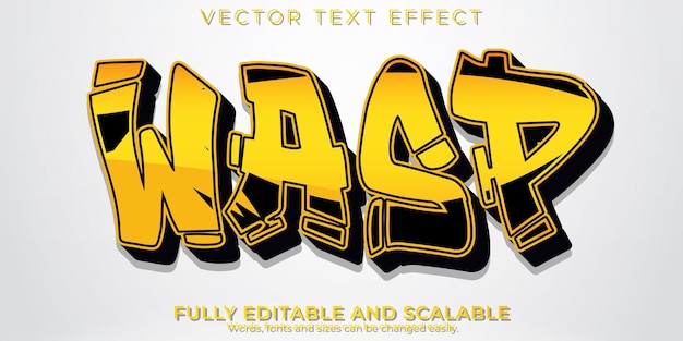 Efecto de texto de graffiti amarillo, spray editable y estilo de texto callejero Vector Premium 