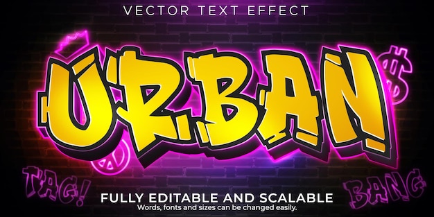 Vector gratuito efecto de texto de graffiti, spray editable y estilo de texto callejero