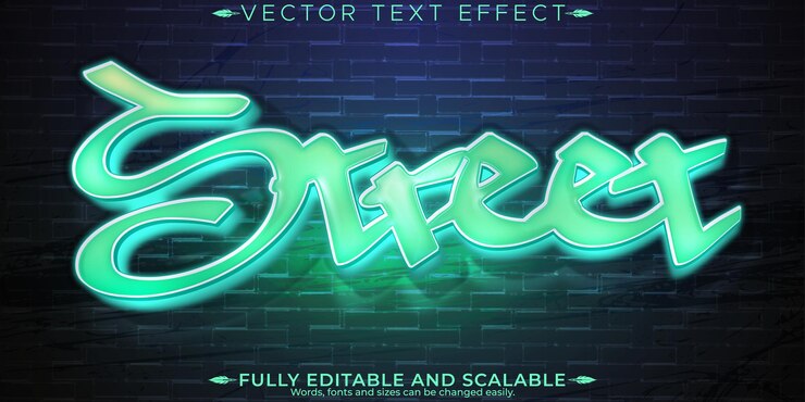 Vector gratuito efecto de texto de graffiti en spray editable y estilo de texto callejero