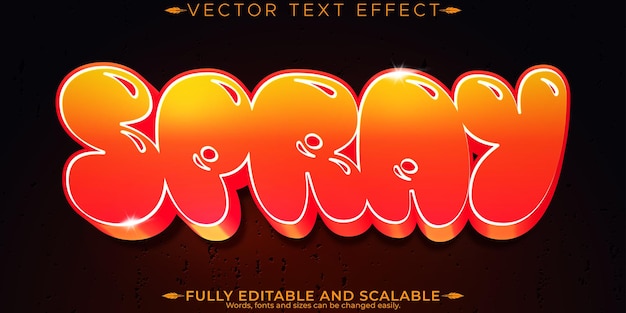 Vector gratuito efecto de texto graffiti spray editable y estilo de texto callejero