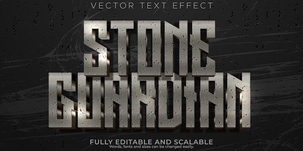 Vector gratuito efecto de texto guardián de piedra estilo de texto épico y rock editable