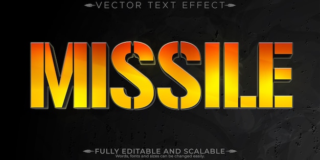 Vector gratuito efecto de texto de guerra de misiles cine editable y estilo de texto de espectáculo