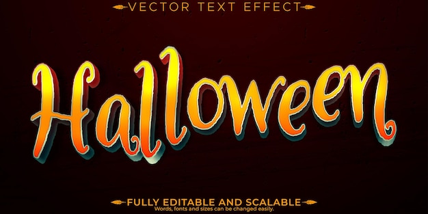 Vector gratuito efecto de texto de halloween editable estilo de texto vintage y aterrador