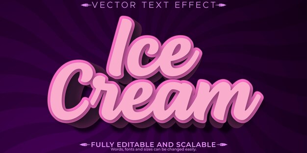 Efecto de texto de helado postre congelado editable y dulce estilo de fuente personalizable