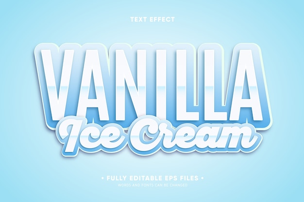 Vector gratuito efecto de texto de helado de vainilla