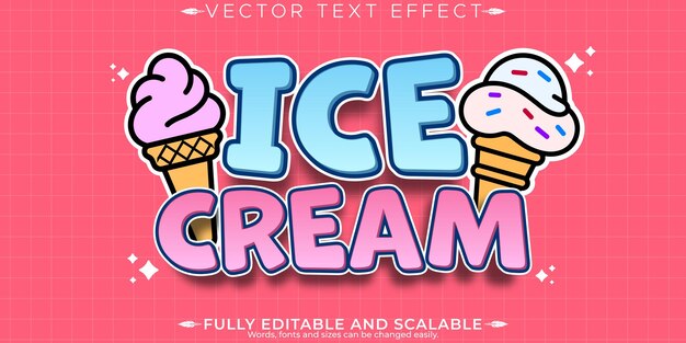 Efecto de texto de helado vintage retro editable estilo de texto de los años 70 y 80