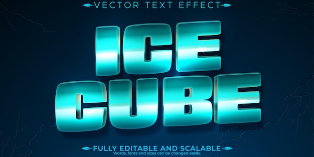 Vector gratuito efecto de texto de hielo editable estilo de fuente personalizable congelado y helado