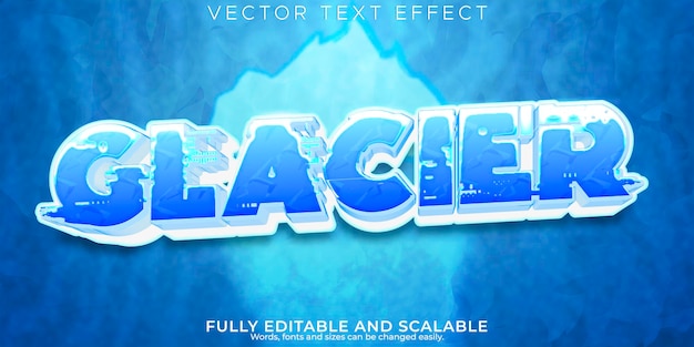 Efecto de texto de hielo estilo de texto de iceberg y nieve editable