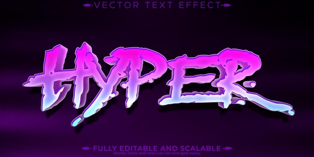 Efecto de texto hiper-editable estilo de texto cibernético y neón editable