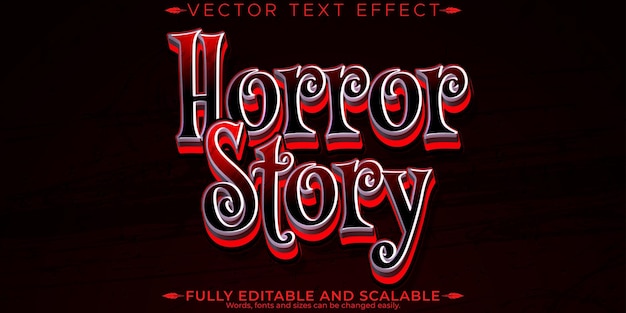 Vector gratuito efecto de texto de historia de terror estilo de texto editable de terror y miedo