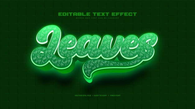 Efecto de texto de hojas verdes