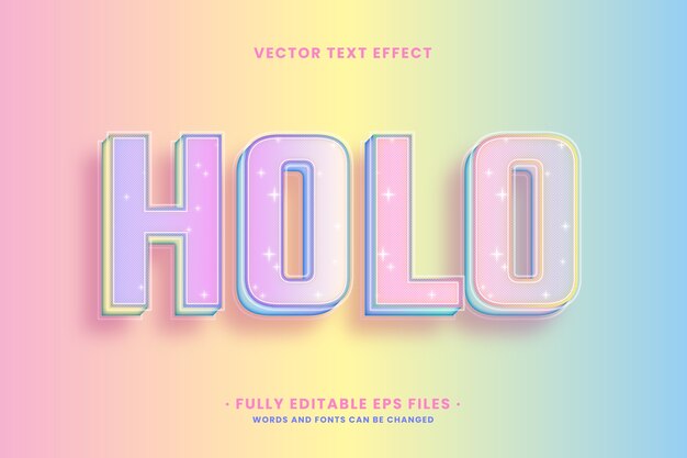 Efecto de texto holográfico degradado realista
