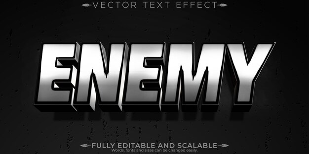 Efecto de texto de impacto estilo de texto metálico y brillante editable