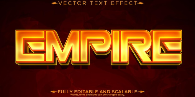 Vector gratuito efecto de texto del imperio juego editable y estilo de fuente personalizable de fuego