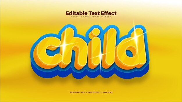 Efecto de texto infantil amarillo
