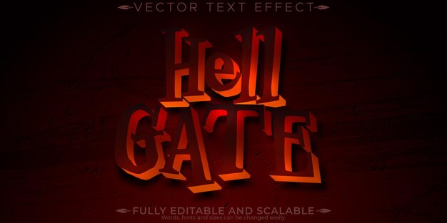 Efecto de texto de infierno de horror monstruo editable y estilo de texto aterrador