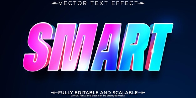 Efecto de texto inteligente editable holográfico y estilo de fuente futurista personalizable