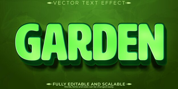 Efecto de texto de jardín editable jardín y verde estilo de fuente personalizable