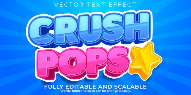 Vector gratuito efecto de texto del juego, dibujos animados editables y estilo de texto cibernético