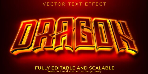 Efecto de texto de jugador de dragón, estilo de texto de neón y esport editable